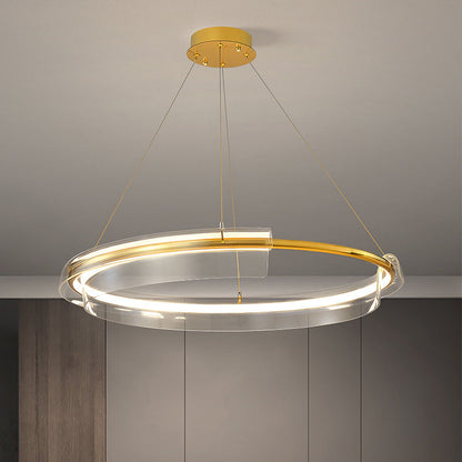 ثريا LED معاصرة من الألومنيوم والأكريليك بتصميم دائري دائري لغرفة المعيشة 