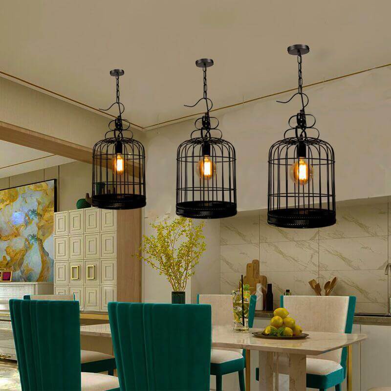 Industrial Vintage Iron Birdcage Design 1-Light Pendant Light