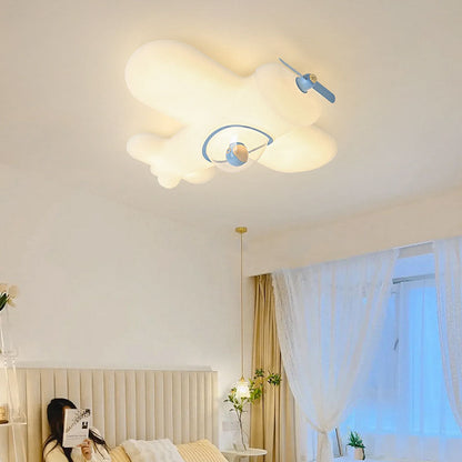 Modern Simplicity Kids Plane Iron PE LED Flush Mount Ceiling Light For Bedroom