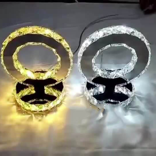 Luxury Crystal Round Stainless Steel LED Table Lamp
