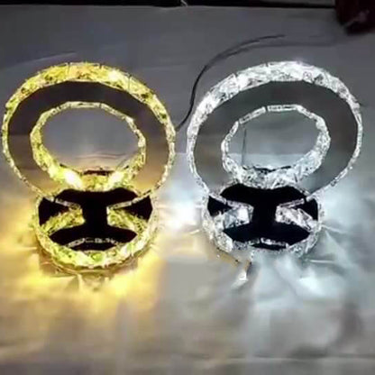 Luxury Crystal Round Stainless Steel LED Table Lamp