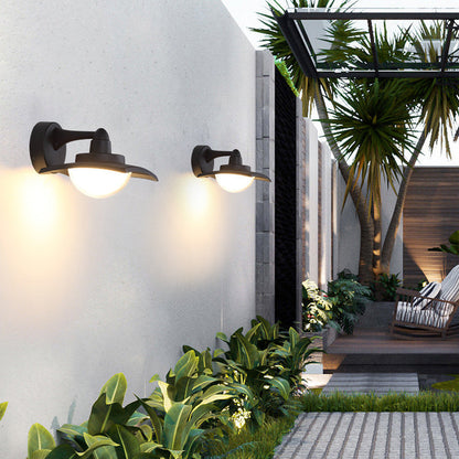 Contemporary Industrial Aluminum Round Glass Shade LED Waterproof Wall Sconce Lamp For Outdoor Patio