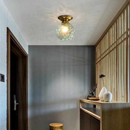 Modern Light Luxury Star Textured Glass Orb 1-Light Semi-Flush Mount Ceiling Light