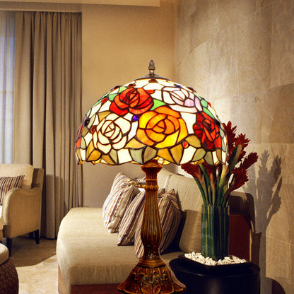Tiffany Creative Alloy Four-Color Rose 1-Light Table Lamp
