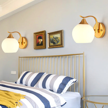 Modern Simplicity Iron Glass Ball 1/2 Light Wall Sconce Lamp For Bedside