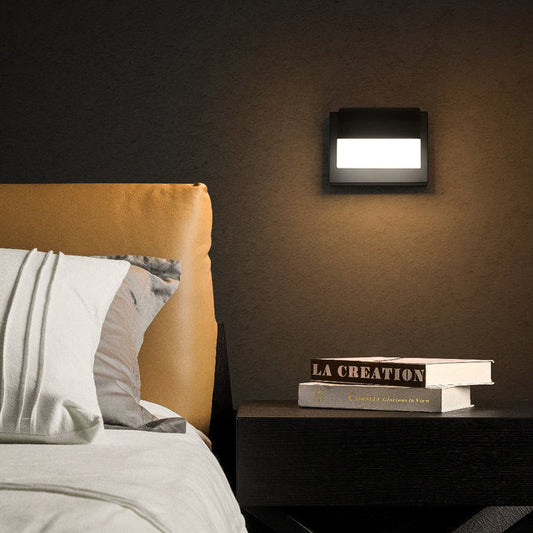 مصباح حائط LED مستطيل الشكل مصنوع من الحديد والألومنيوم PS بتصميم عصري بسيط لغرفة النوم 