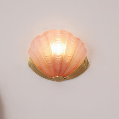 Modern Art Deco Shell Brass Glass 1-Light Wall Sconce Lamp For Living Room