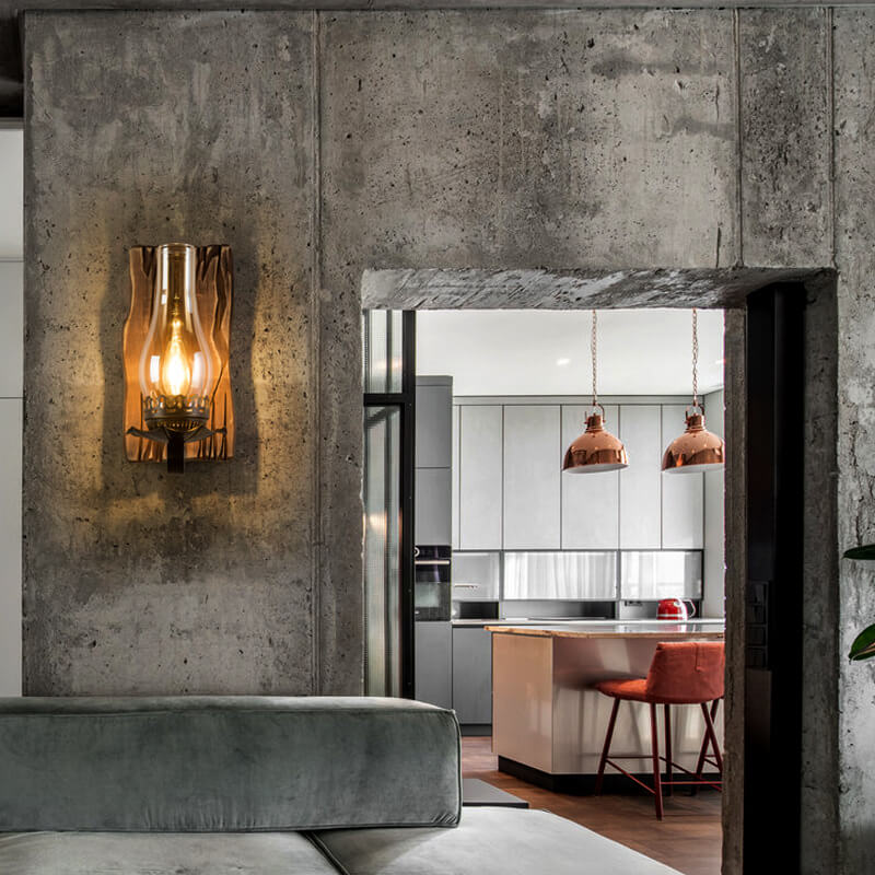 Retro Industrial Wood Iron 1-Light Wall Sconce Lamp