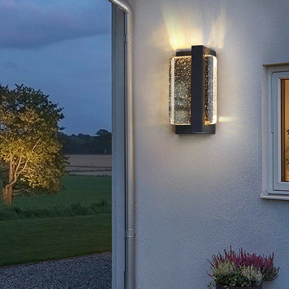 Modern Minimalist Waterproof Rectangle Iron Crystal LED Outdoor Wall Sconce Lamp For Garden