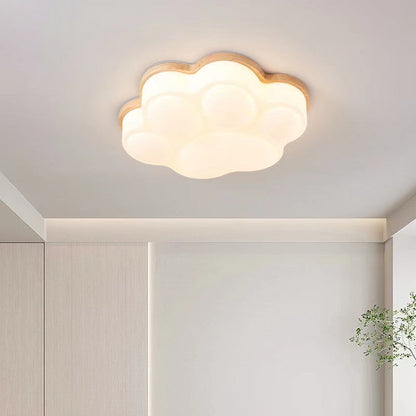 Modern Minimalist Cat's Paw Iron Solid Wood LED Flush Mount Ceiling Light For Bedroom