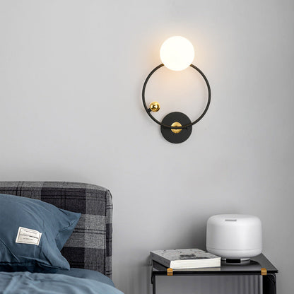 Nordic Minimalist Round Ball Iron Glass 1-Light Wall Sconce Lamp