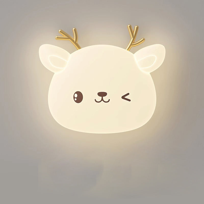 Modern Simplicity Kids Iron PE Deer Elliptical LED Flush Mount Ceiling Light For Bedroom