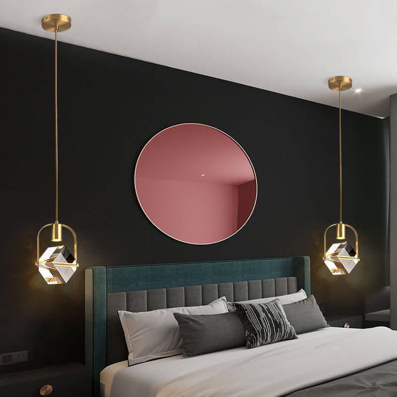 Modern Simplicity Crystal Square 1-Light Pendant Light For Bedroom
