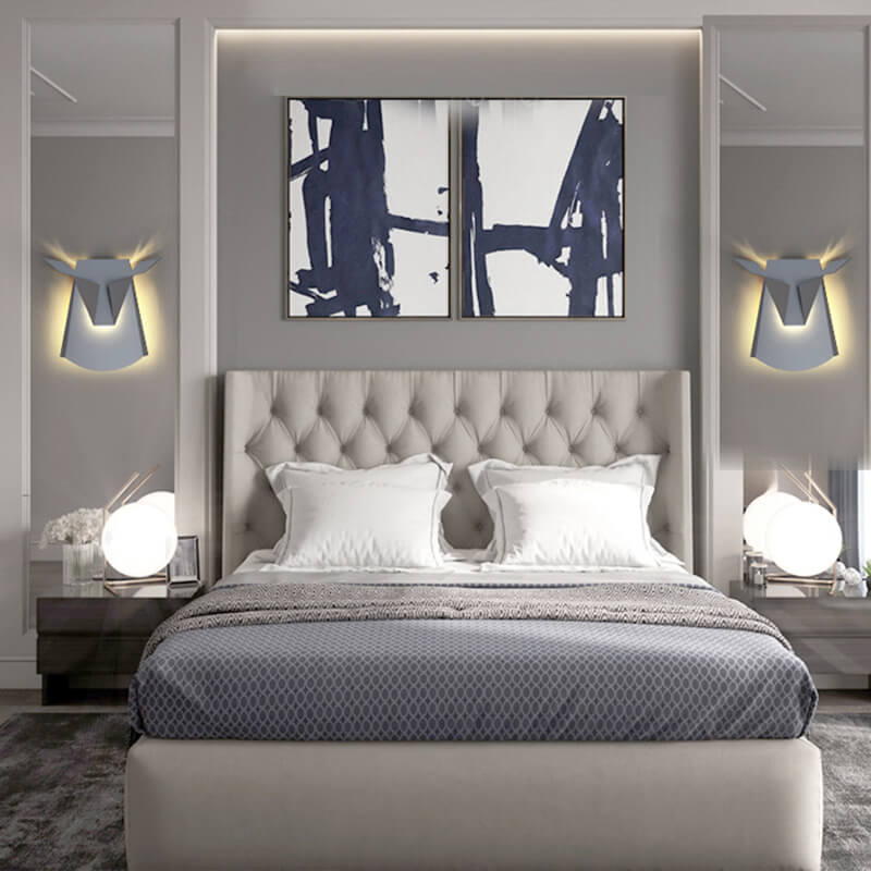 Contemporary Creative Iron Bull Head Shape LED Wall Sconce Lamp For Bedroom