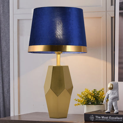 Luxury Art Fabric Metal Geometric Base 1-Light Table Lamp