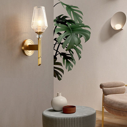 مصباح حائطي فاخر من Nordic Light مصنوع بالكامل من النحاس والزجاج بنصف ضوء 