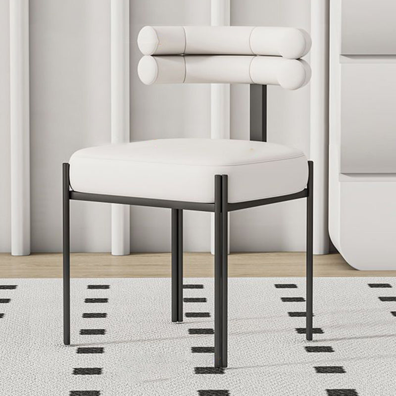 Contemporary Creative Half Arc Square Faux Leather Metal Dining Chair Backrest Armless For Dining Room