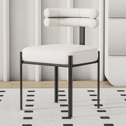 Contemporary Creative Half Arc Square Faux Leather Metal Dining Chair Backrest Armless For Dining Room