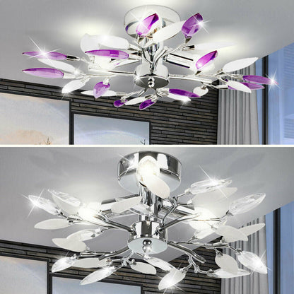 Creative Simple Crystal Leaf Combination Design 3-Light Flush Mount Light