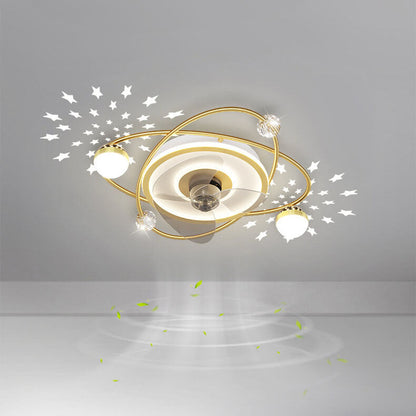 Modern Light Luxury Ring Star Effect LED Invisible Flush Mount Ceiling Fan Light