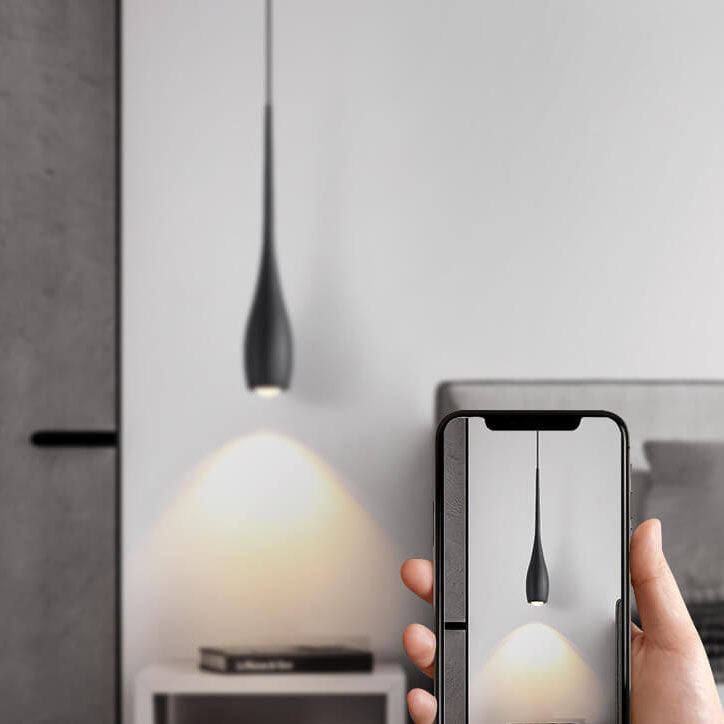مصباح LED حديث بسيط بلون أسود وأبيض على شكل دمعة من الألومنيوم 