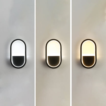 مصباح حائط LED دائري بيضاوي الشكل مصنوع من الحديد والسيليكون بتصميم عصري بسيط لغرفة النوم 