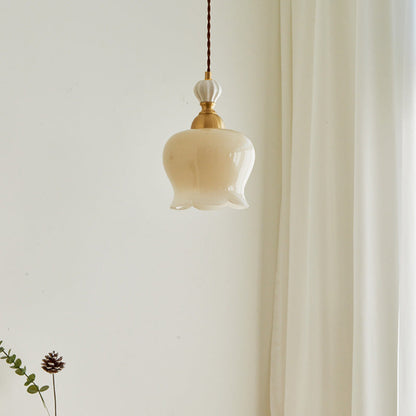 Traditional French Suzuki Copper Ceramic 1-Light Pendant Light For Bedroom