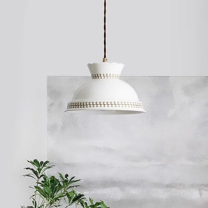 Modern Simplicity Ceramic Bowl Shape 1-Light Pendant Light For Living Room
