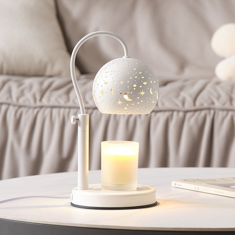 Contemporary Scandinavian Star Orb Disc Base Iron Plastic 1-Light Aromatherapy Melting Wax Table Lamp For Bedroom