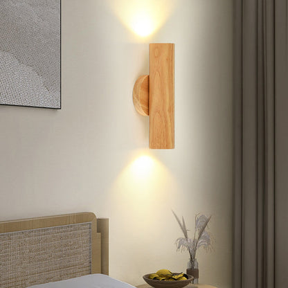 寝室用伝統的な日本製ゴムの木シリンダーLED壁取り付け用燭台ランプ