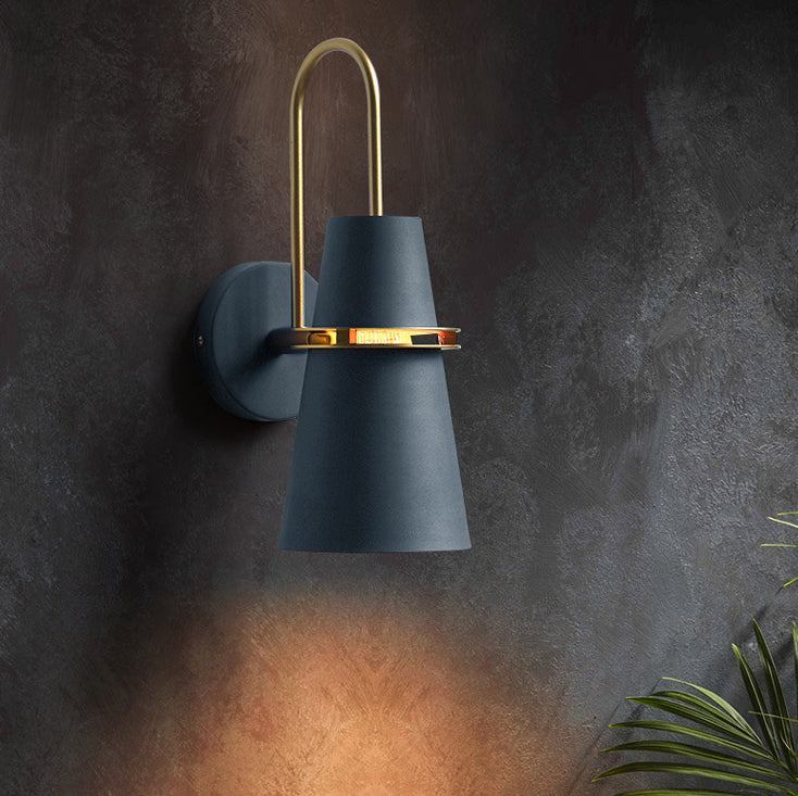 Contemporary Scandinavian Iron Cylinder Horn 1-Light Wall Sconce Lamp For Bedside