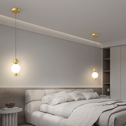 Minimalist Light Luxury Glass Ball String Copper LED Pendant Light