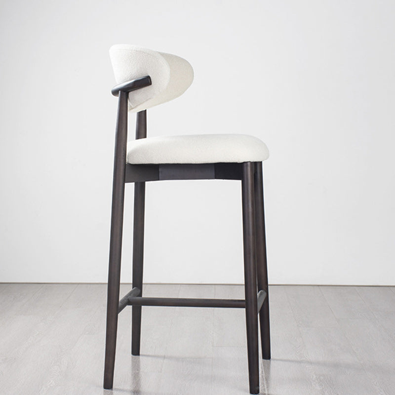 Modern Minimalist Round Upholstered Velvet Solid Wood Bar Stool Curved Backrest For Dining Room