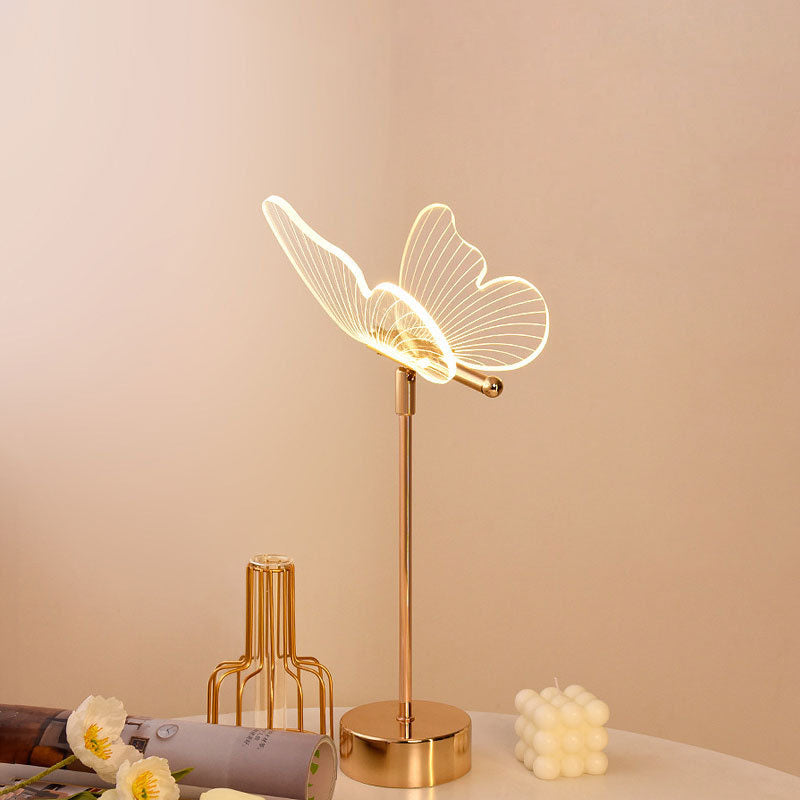 Nordic Light Luxury Acrylic Flower Butterfly Gold LED Table Lamp