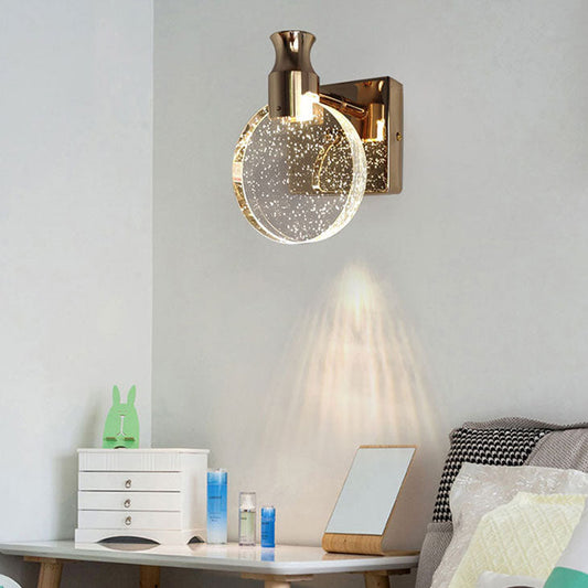 مصباح حائط LED دائري من الكريستال بتصميم معاصر لغرفة النوم 