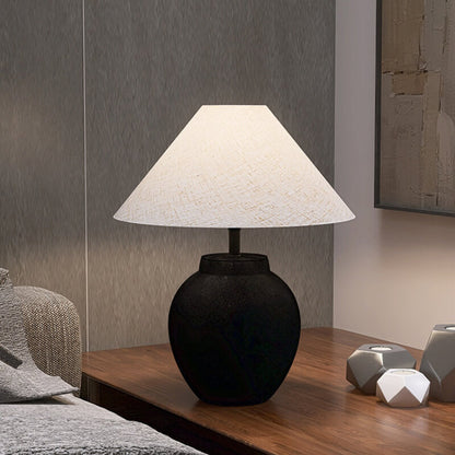Modern Japanese Metal Ceramic Pot 1-Light Table Lamp