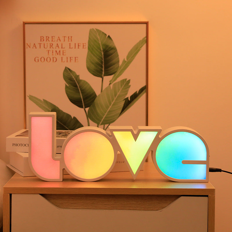 Modern Art Deco Waterproof PS LOVE Letter LED Table Lamp For Bedroom