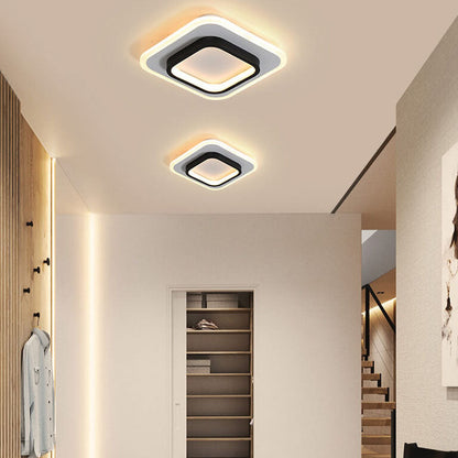 Modern Round Square Black White Iron Acrylic LED Flush Mount Light