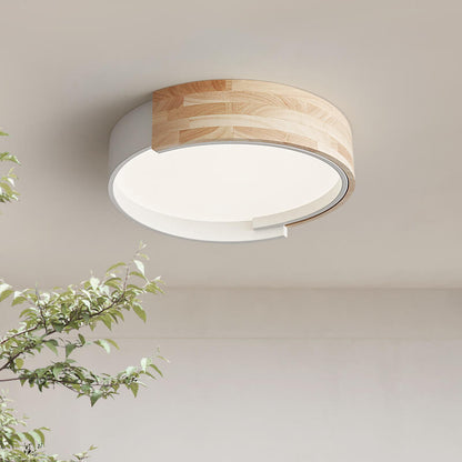 Nordic Creative Half Round Wooden Round LED Flush Mount Light