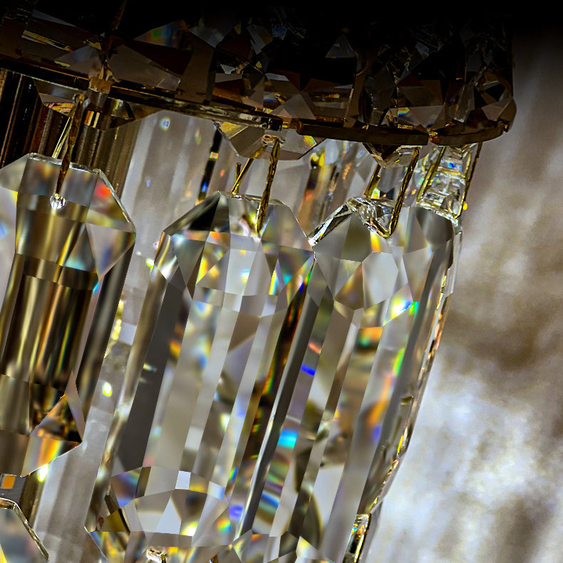 Modern Art Deco Cylinder Hardware Crystal 1-Light Pendant Light For Living Room