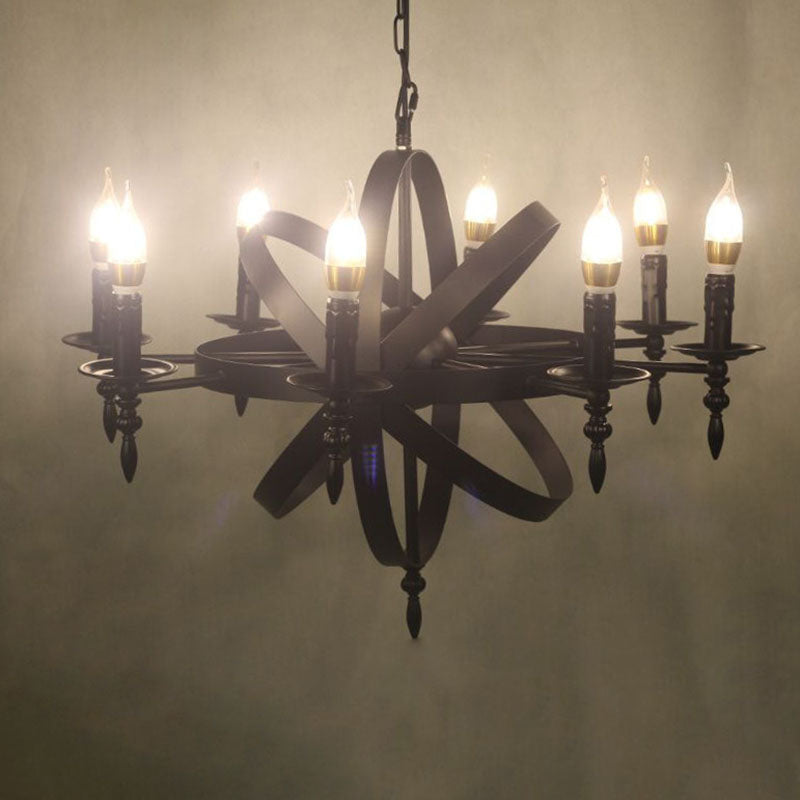 Traditional Colonial Round Ball Candelabra Iron 6/8 Light Chandelier For Living Room