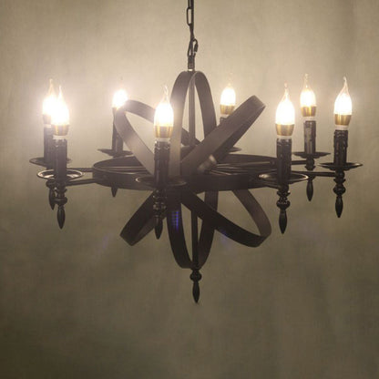 Traditional Colonial Round Ball Candelabra Iron 6/8 Light Chandelier For Living Room