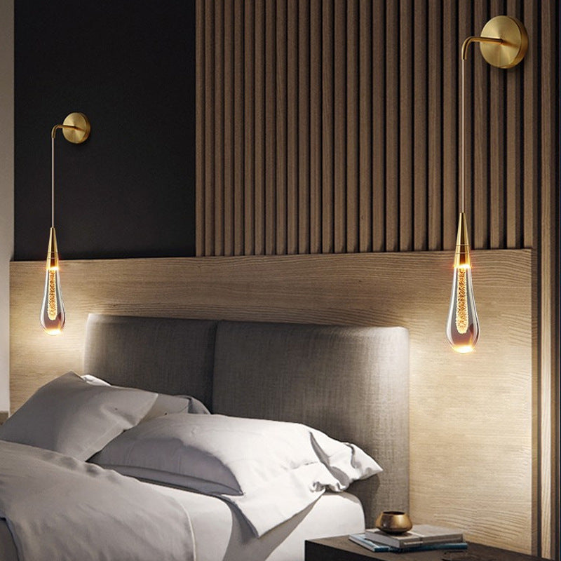 Modern Luxury Teardrop Shape Glass LED Wall Sconce Lamp For Bedroom