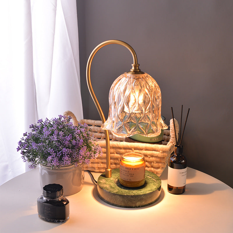 Modern Suzutan Glass Marble Base 1-Light Melting Wax Table Lamp