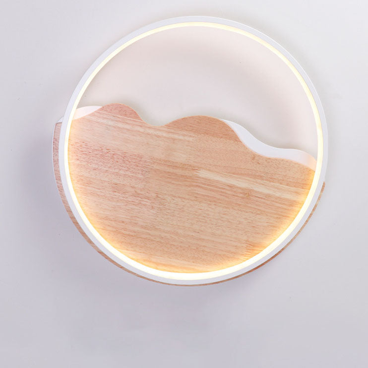 Nordic Rustic Creative Ironwood LED Flush Mount Light