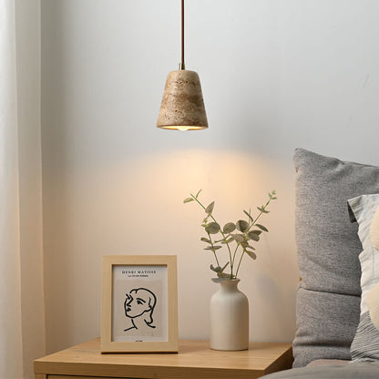 Japanese Style Stone Column Cone 1-Light Pendant Light