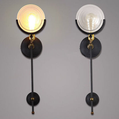 Contemporary Industrial Iron Glass Round Disc 1-Light Wall Sconce Lamp For Dining Room