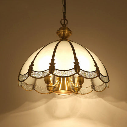 Contemporary Luxury Copper Finish Frame Round Glass 3/5-Light Pendant Light For Dining Room