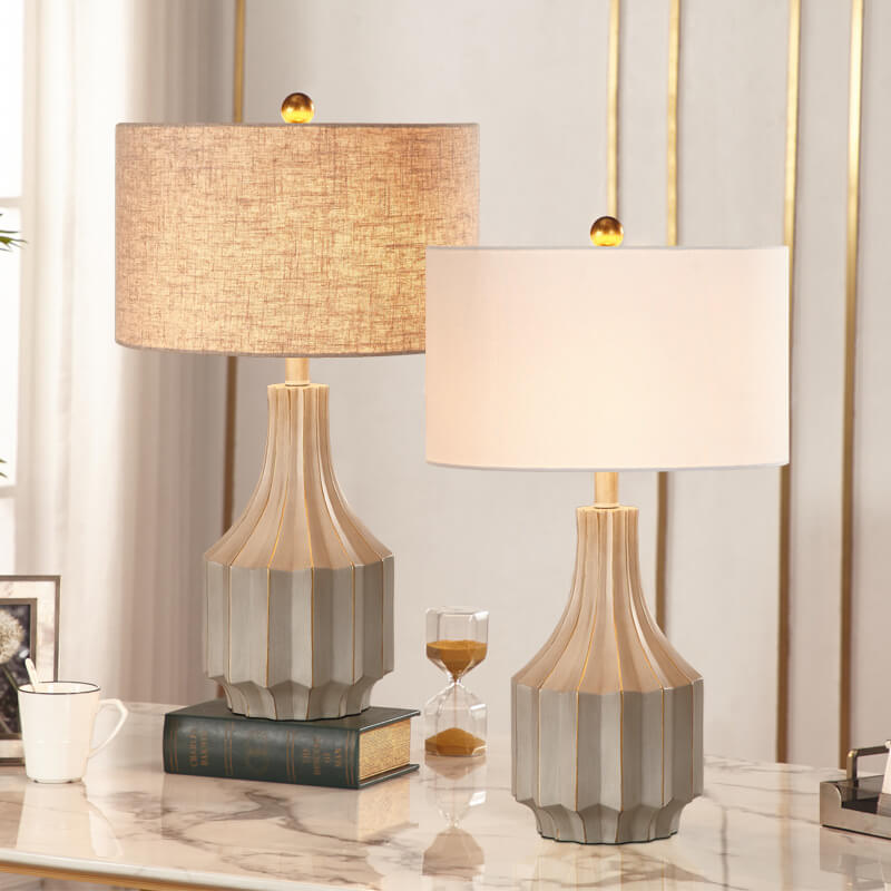 European Minimalist Solid Color Resin Fabric 1-Light Table Lamp