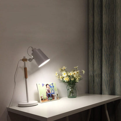 Modern Minimalist Solid Color Wood Hardware 1-Light Table Lamp